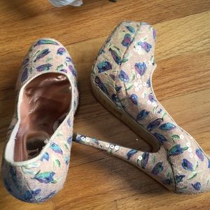 Sequin platform stilettos